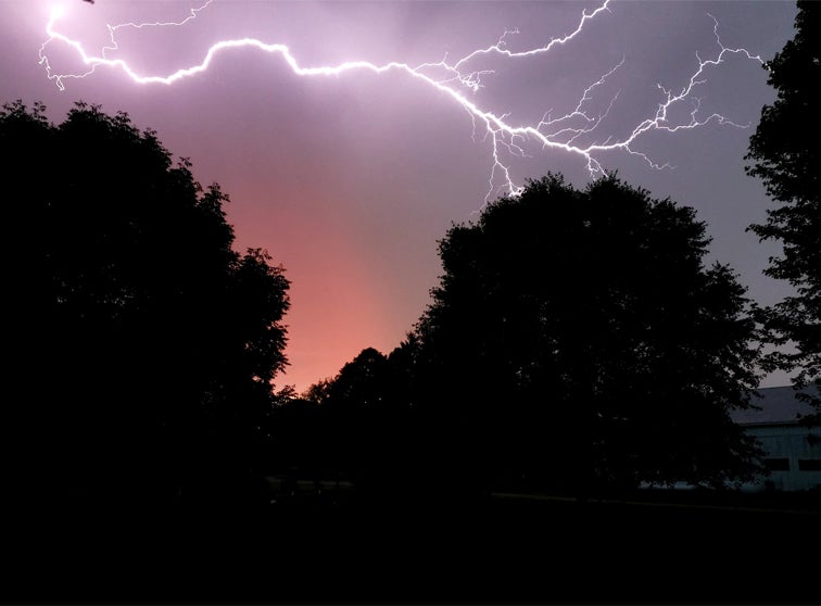 Photo of lightning across the sky. 
