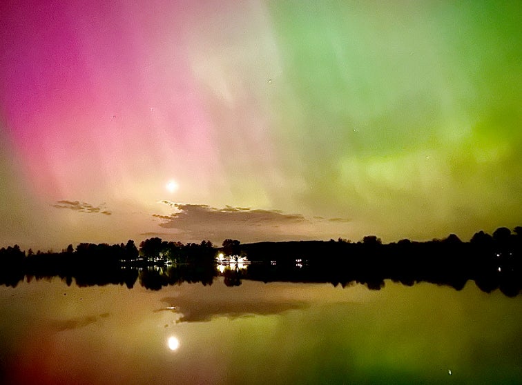 Northern Lights over water.