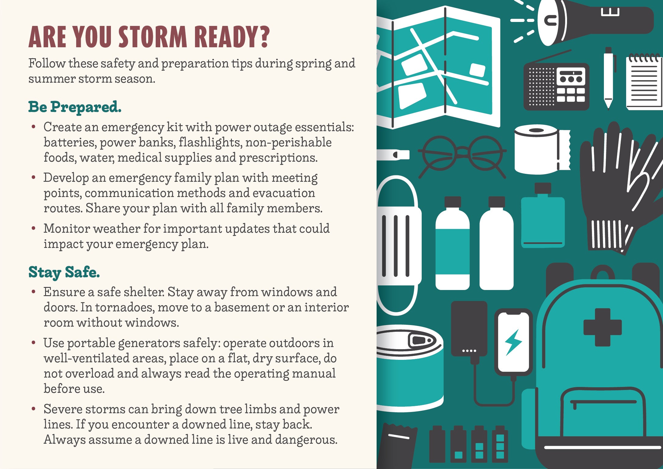 Information about being ready for a storm.