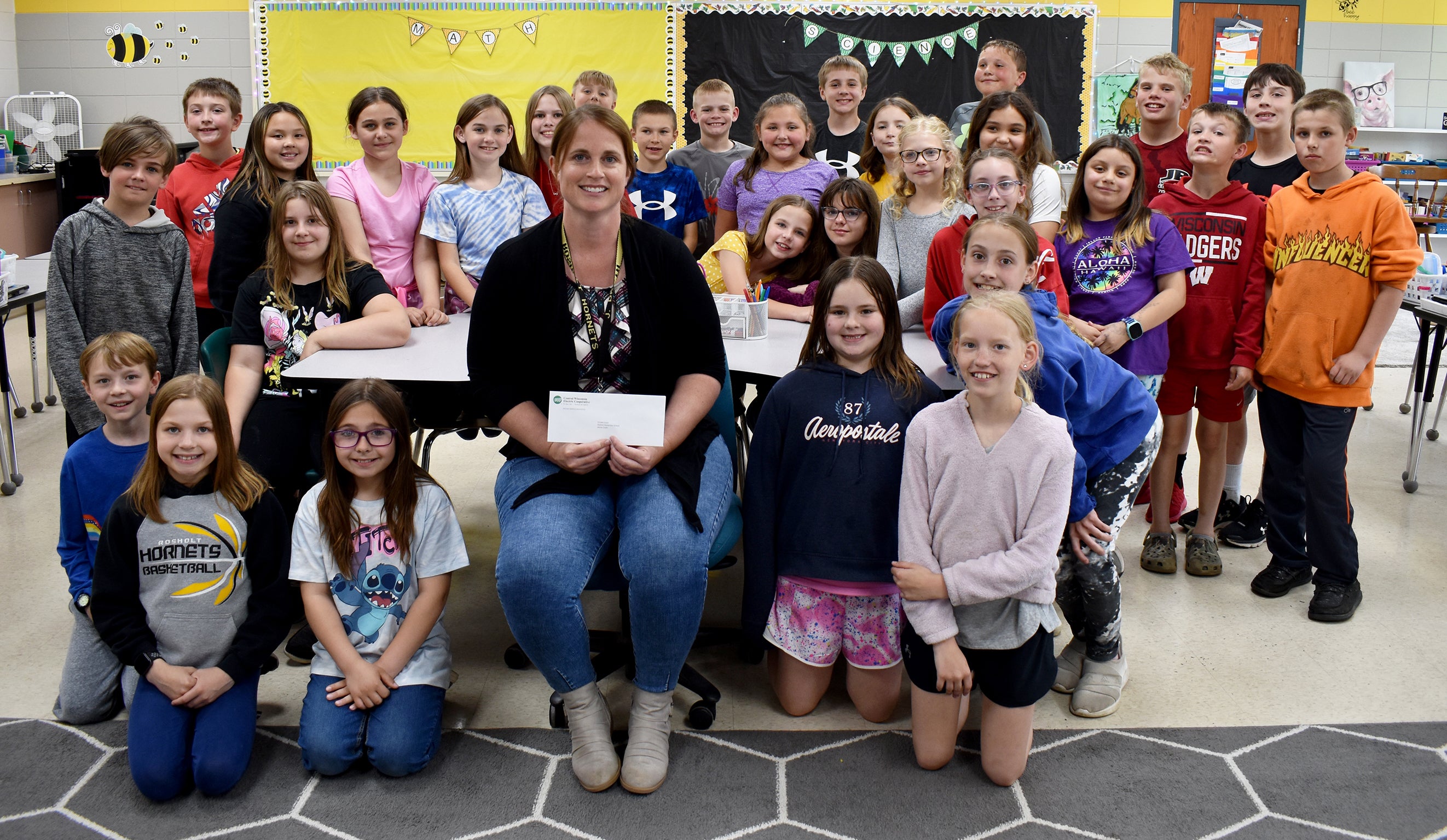 STEAM grant funds check handoff to Rosholt School District.